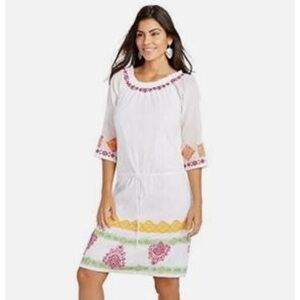 Tommy Bahama Boho Beach Dress with Colorful Embroidery- women’s Size Small